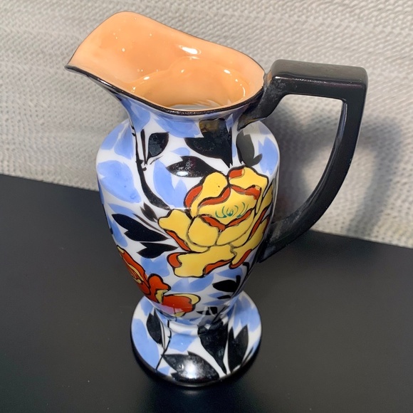 Vintage Hand Painted Made in Japan Lusterware Floral Vase.  Opalescent Rimmed - Picture 7 of 10